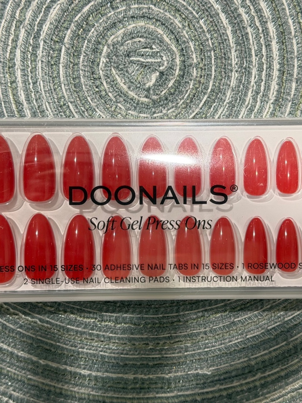 Doonails Rose Red Medium Almond Soft Gel Press Ons NEW